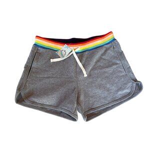 Kids’ 12 Primary Track Short with Rainbow Trim Heather Storm